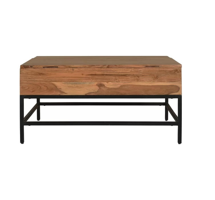 Mesa de Centro de Madera de Acacia con Tapa Elevable | Mueble Funcional y Elegante con Almacenaje Adicional