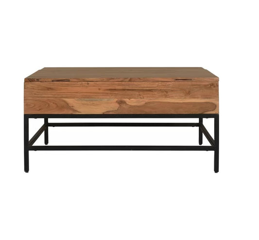 Mesa de Centro de Madera de Acacia con Tapa Elevable | Mueble Funcional y Elegante con Almacenaje Adicional