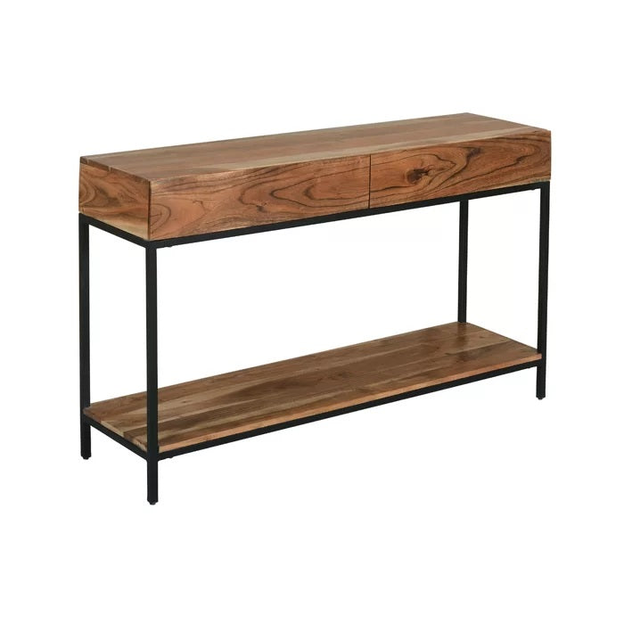 Mesa Consola de Madera de Acacia con Estante y Cajones