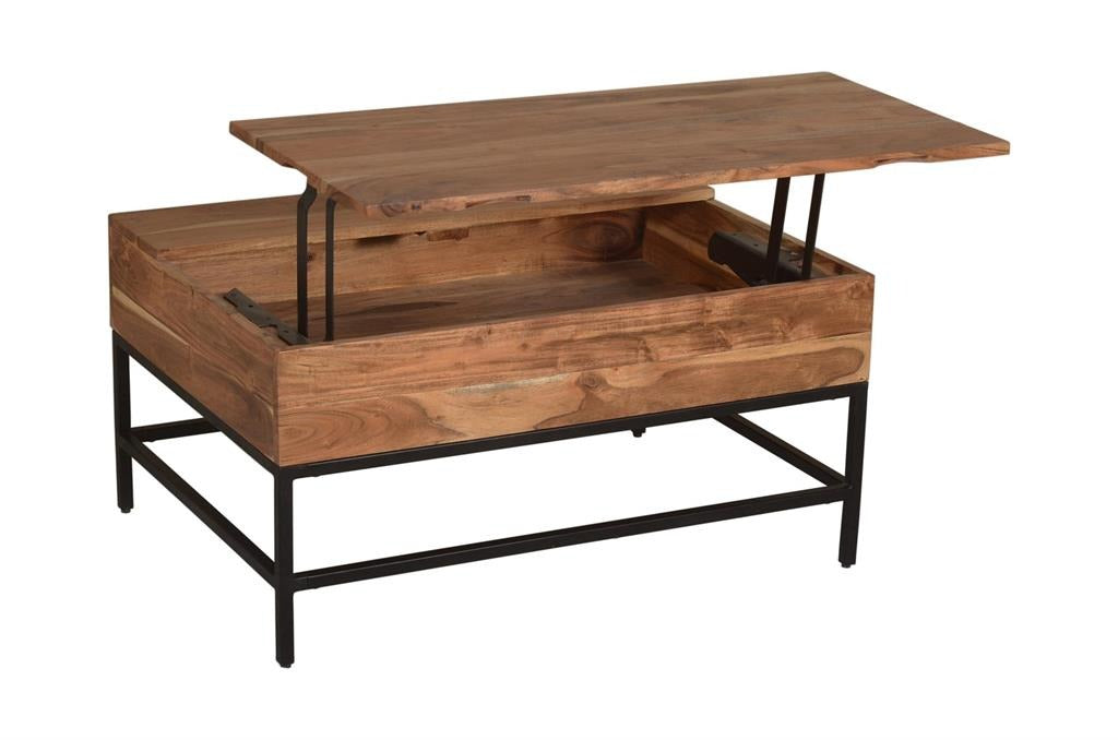 Mesa de Centro de Madera de Acacia con Tapa Elevable