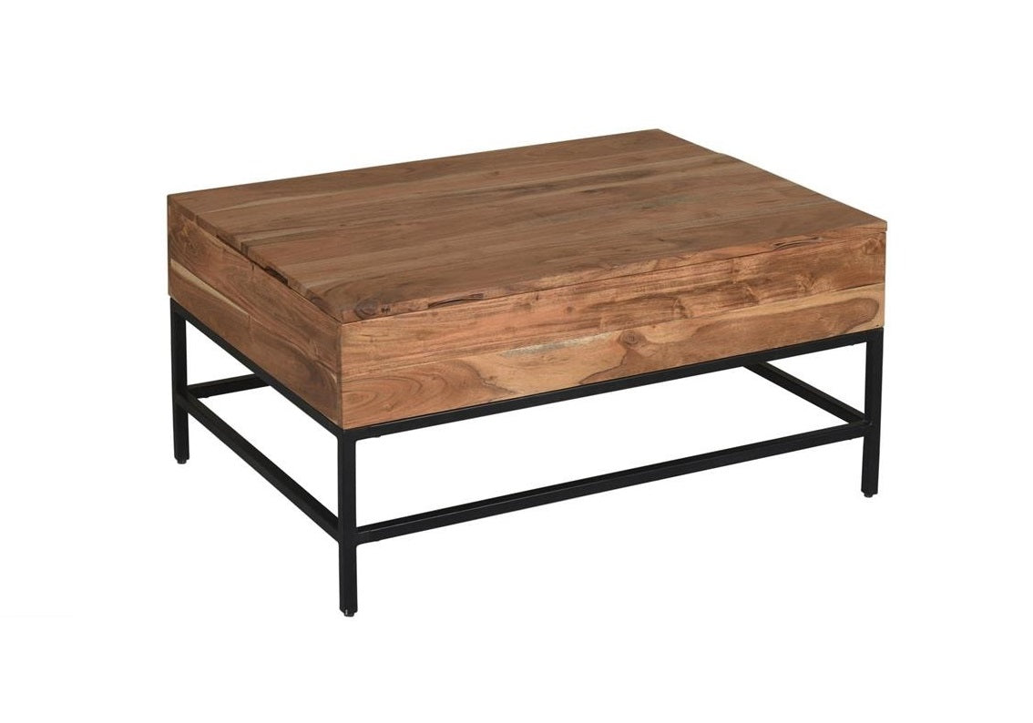 Mesa de Centro de Madera de Acacia con Tapa Elevable