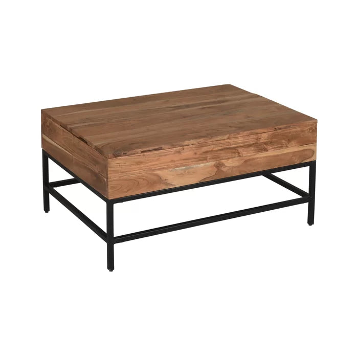 Mesa de Centro de Madera de Acacia con Tapa Elevable