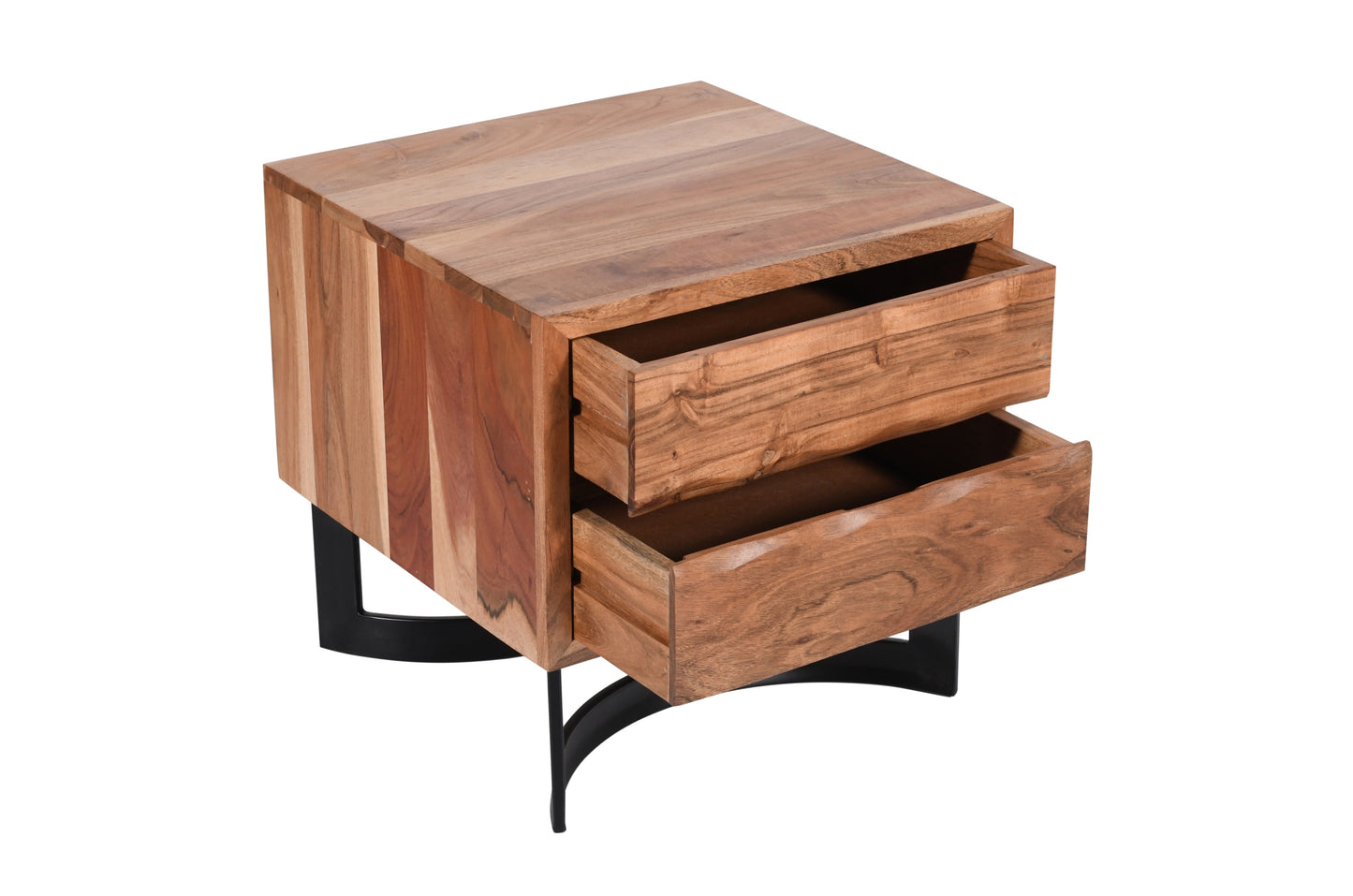 Mesa Auxiliar/Lateral de Madera de Acacia con 2 Cajones