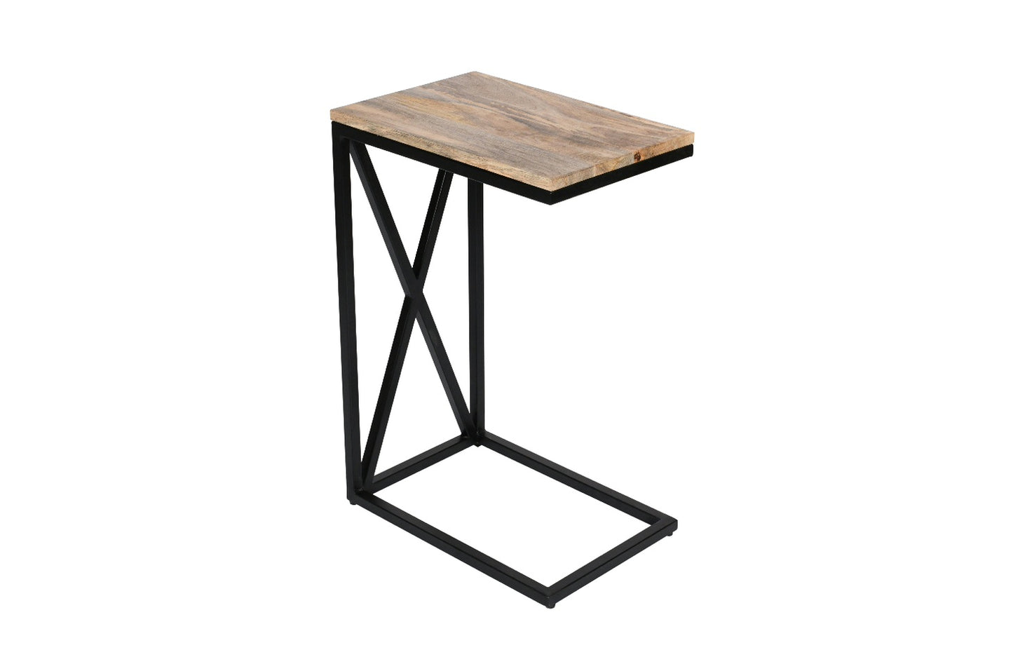 Mesa Auxiliar/Lateral de Madera de Acacia con Patas de Hierro