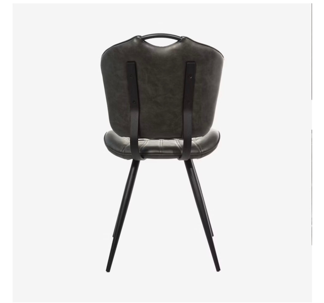 Silla de Comedor de Polipiel en Color Gris con Patas de Hierro