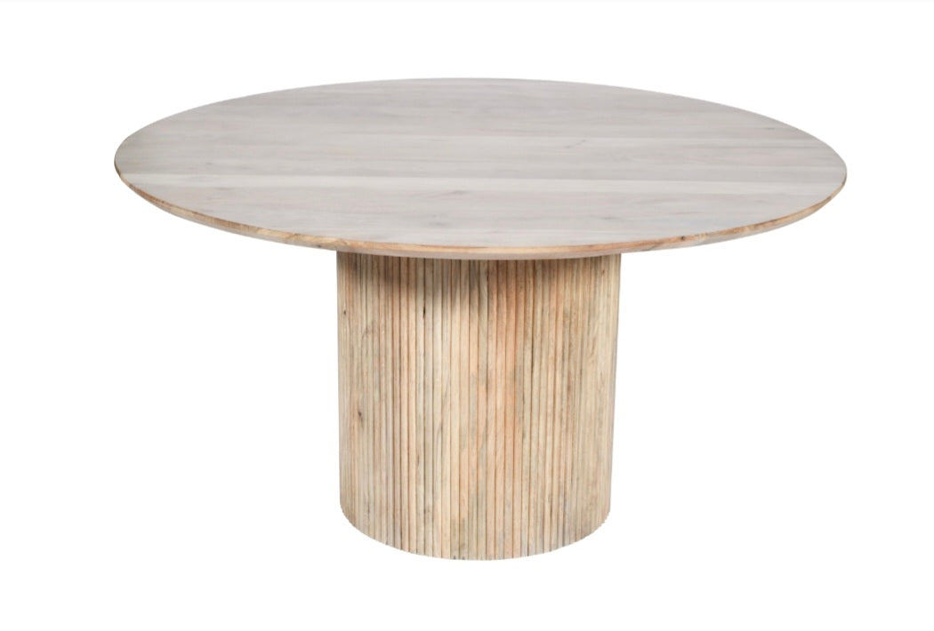 Mesa de Comedor Redonda de Madera de Mango Blanqueada | 140x140cm