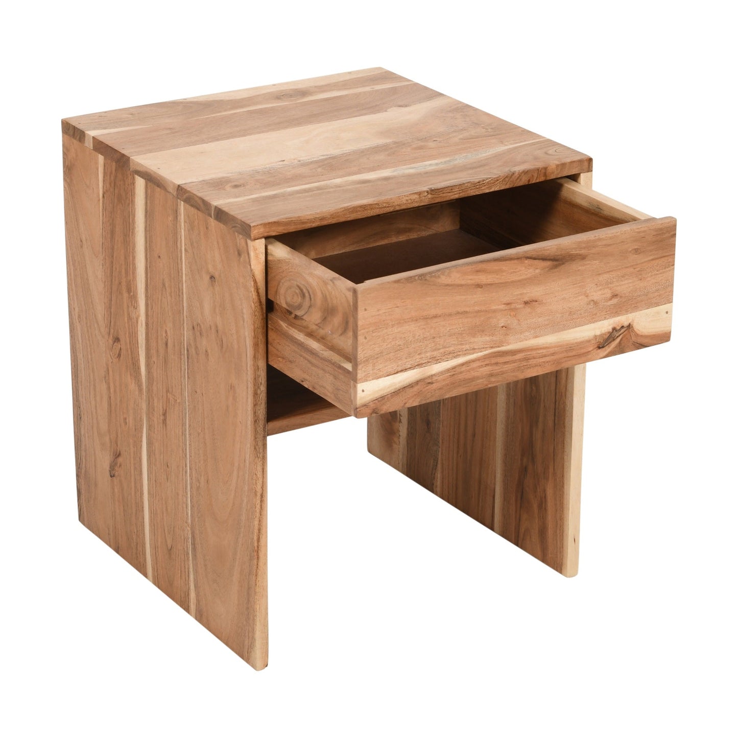 Mesilla de Noche/Mesa Auxiliar de Madera de Acacia con 1 Cajón